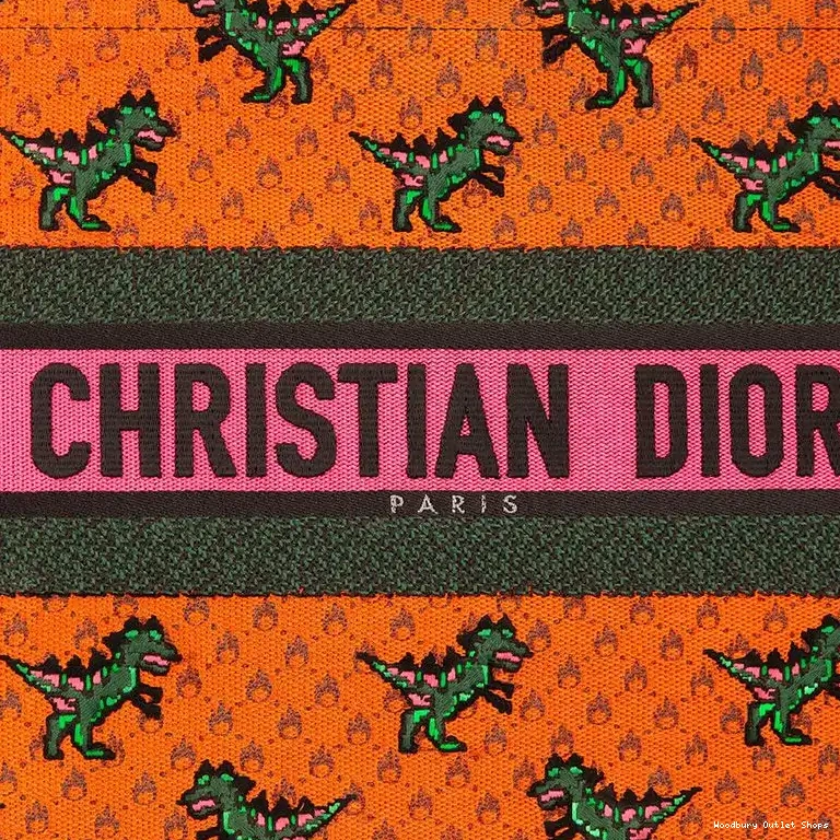 Cheap Tote Fire Motif Orange Dior Canvas Dragon Book & 0407 Hot Sale